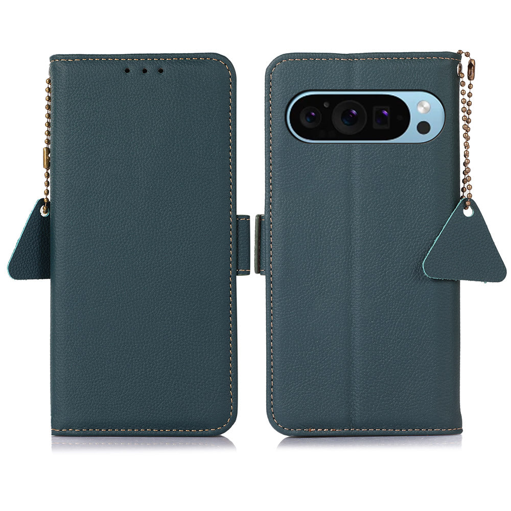 TJ For Google Pixel 9 Case RFID Blocking Genuine Cow Leather Flip Phone Cover TJ For Google Pixel 9 Case RFID Blocking Genuine Cow Leather Flip Phone Cover
